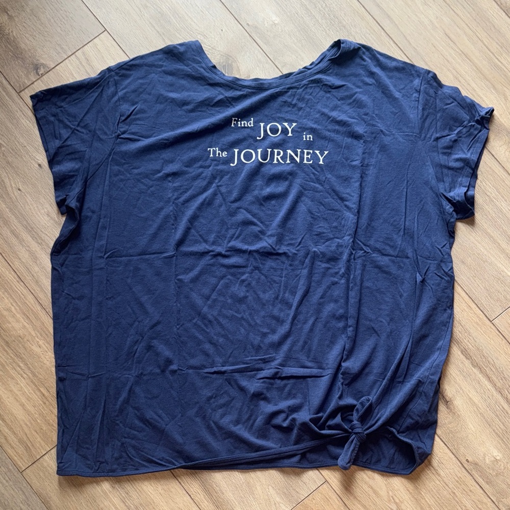 ANY BODY "Find Joy in The Journey" Short Sleeve Super Soft Crew Neck T Shirt Top
